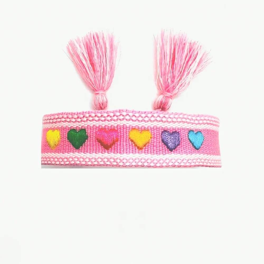 Colorful Embroidered Adjustable Heart  Bracelet - Picture 3 of 3